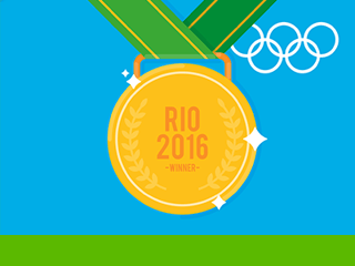 Image of a gold medal from the Rio olympics. 