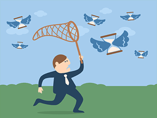 Cartoon image of a busy businessman. Cartoon image of a busy businessman.