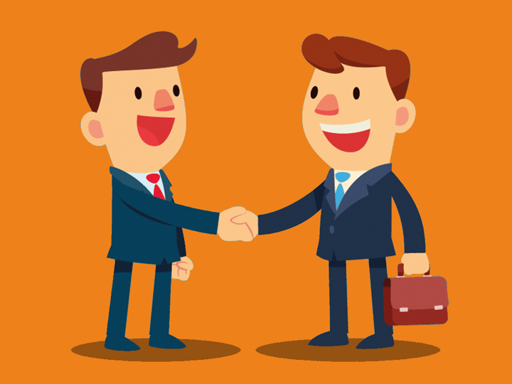 2 business men shaking hands