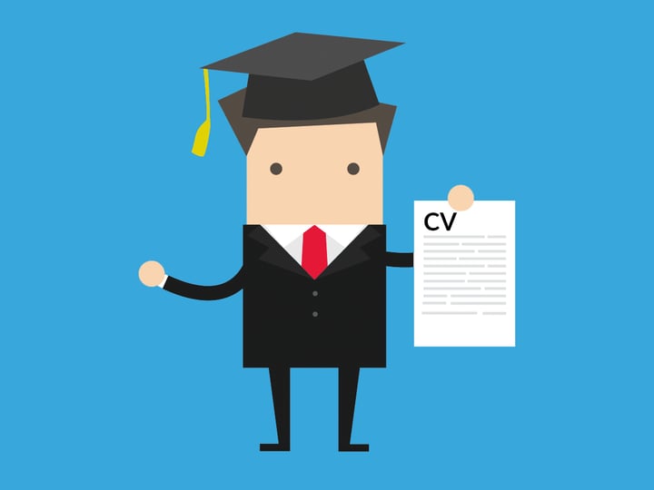 Graduate candidate holding CV - (recruiting graduates)