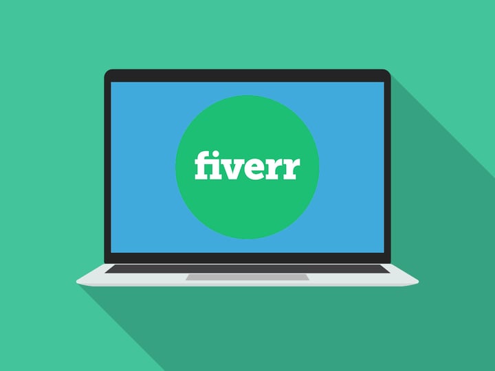 fiverr logo on computer screen