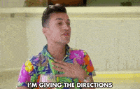 Man in Hawaiian shirt saying I'm giving the direction