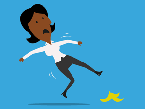 A marketer slipping on a banana peel. 