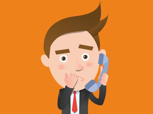Recruiter making a mistake on a sales call and looking embarrassed 